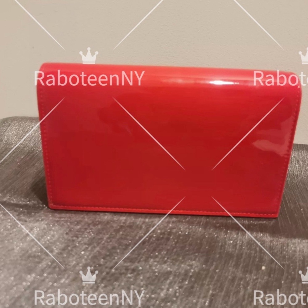 Christian Louboutin Red Clutch/Cosmetic Pouch Bag With Chain. - Picture 4 of 7